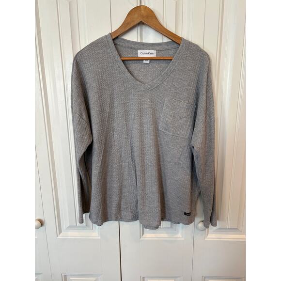 Calvin Klein Tops - Calvin Klein Gray Waffle Knit Tee Size Large